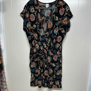 Kaileigh Orange and Blue Sheath Romper with Dolman Sleeves